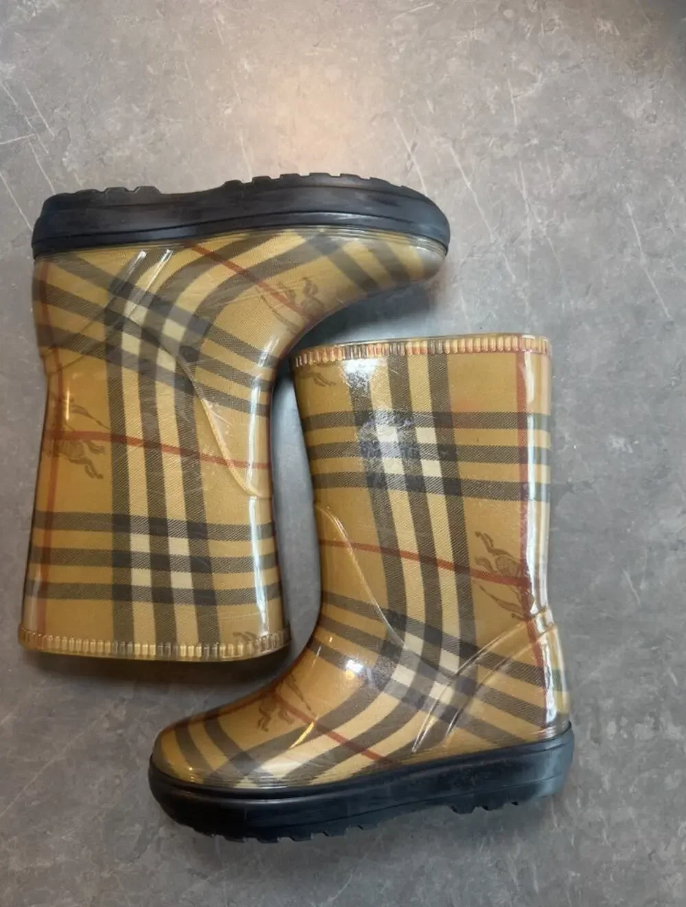Burberry Children's Classic Nova Check Rubber Rain Boots - Kid's Size US 9/10